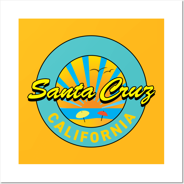 Santa Cruz Logo Symbol Beach Umbrellas Wall Art by PauHanaDesign